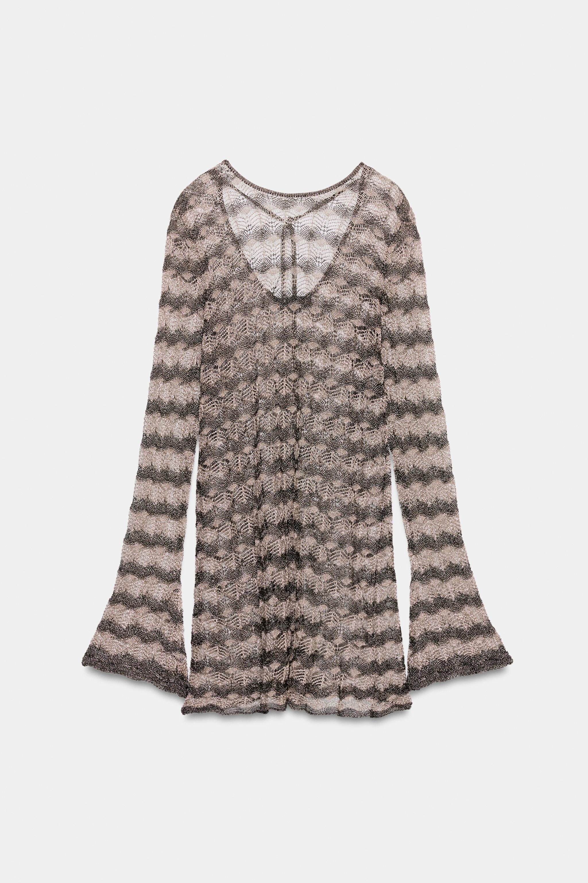 ROBE COURTE EN MAILLE AJOURÉE À FIL MÉTALLISÉ